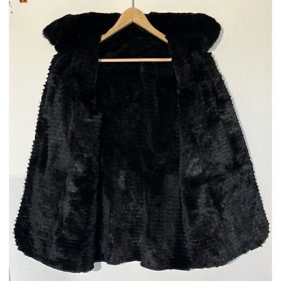 New Tapestry Art Purple Black 100% Silk Rabbit Fur Jacket Coat - Picture 7 of 8